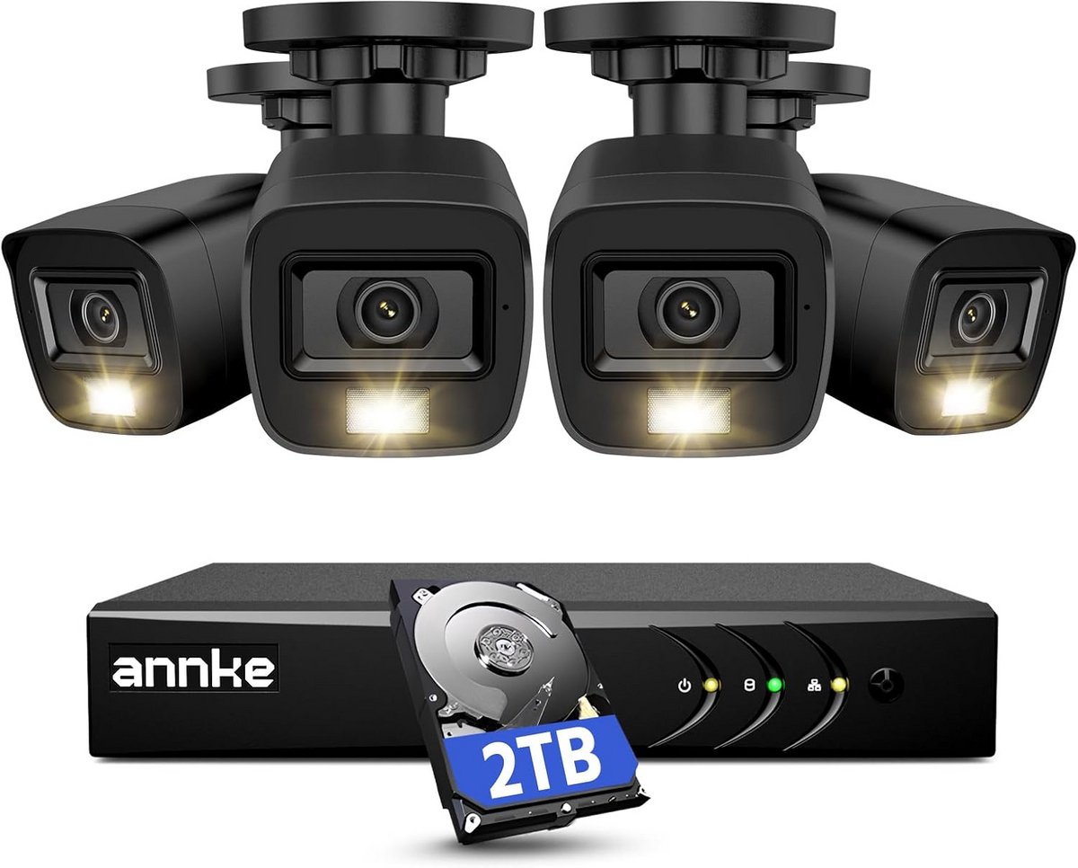 Camera Systeem - Beveiligingscamera Set - Huis Beveiligen - 8 Kanaals Recorder - 2TB Opslag - Zwart