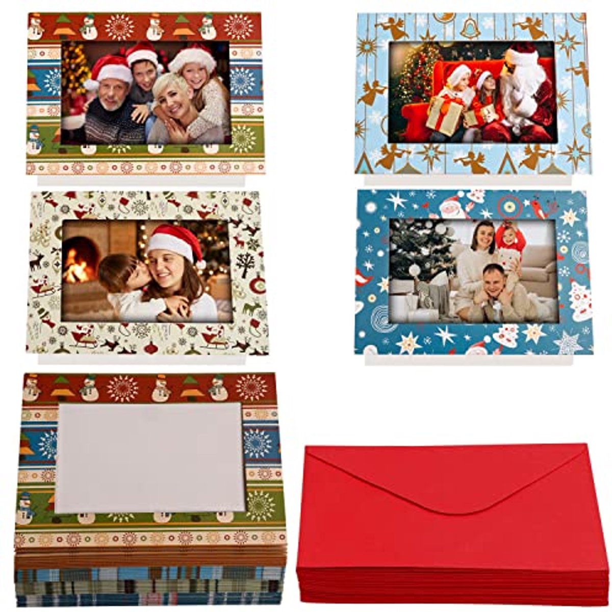 Kerstkaarten - Foto kaarten - Persoonlijke groeten - Met foto-insteek - 36 stuks - Multicolor