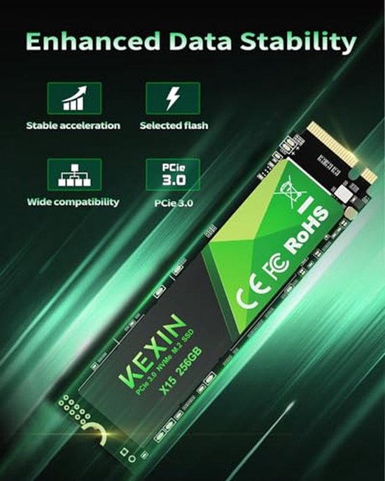 Interne SSD - Solid State Drive - Computer Versnellen - NVMe PCIe 3.0 - 256 GB - Zwart — afbeelding 5