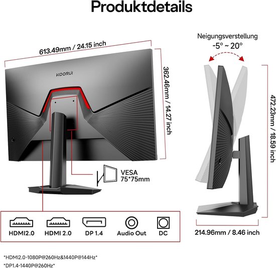 27 inch QHD 260Hz IPS Gaming Monitor met 1ms Reactietijd van Merkloos — afbeelding 4