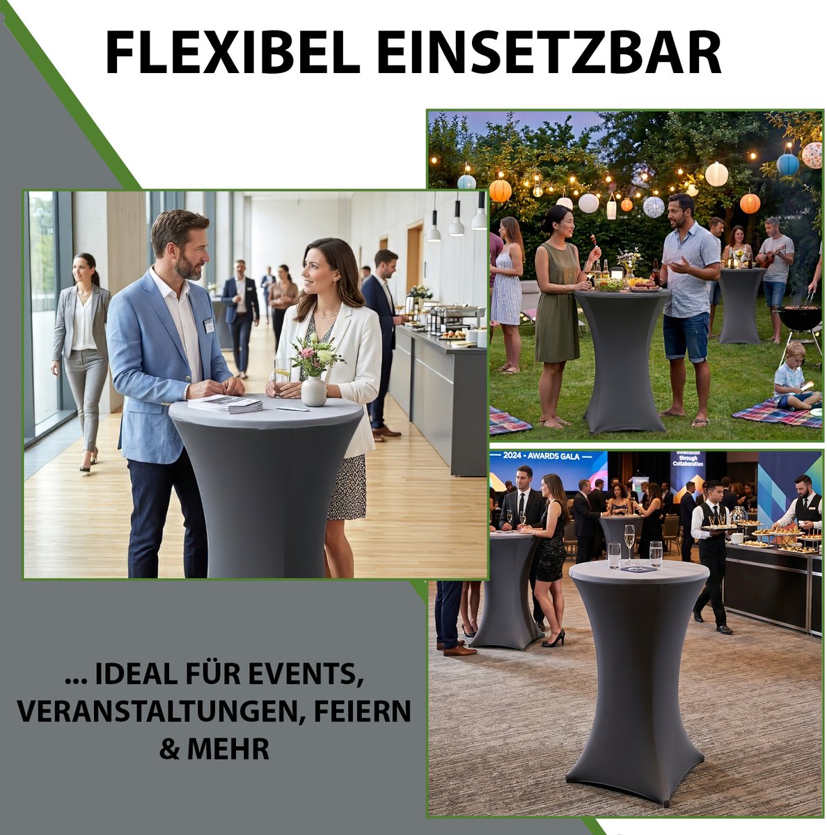 TRUTZHOLM Statafelhoes Stretch Antraciet Ø 80cm - Universele Partytafel Hoes - Bistrotafel Stretchhoes Elastisch Feest