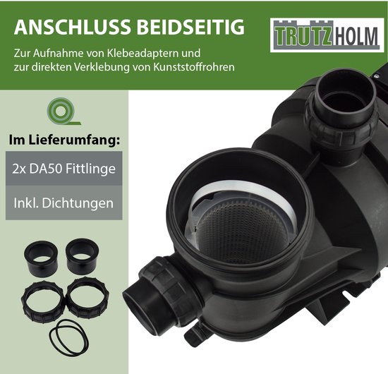 TRUTZHOLM Zwembadpomp 800W - 15.000 l/u - Opvoerhoogte 13,5m - Zelfaanzuigende Circulatiepomp Filterpomp Zwembadwater van trutzholm — afbeelding 3