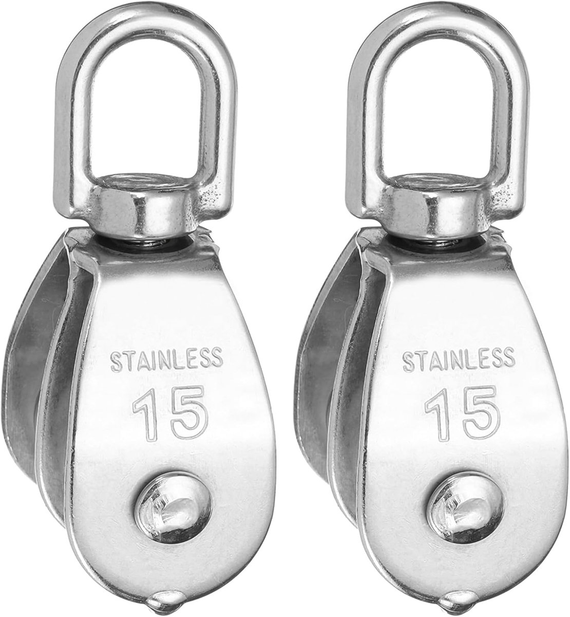 Dubbele Katrol Blok - Takel Wiel - Laden Verplaatsen - 304 Roestvrij Staal - M15 35kg - Zilver