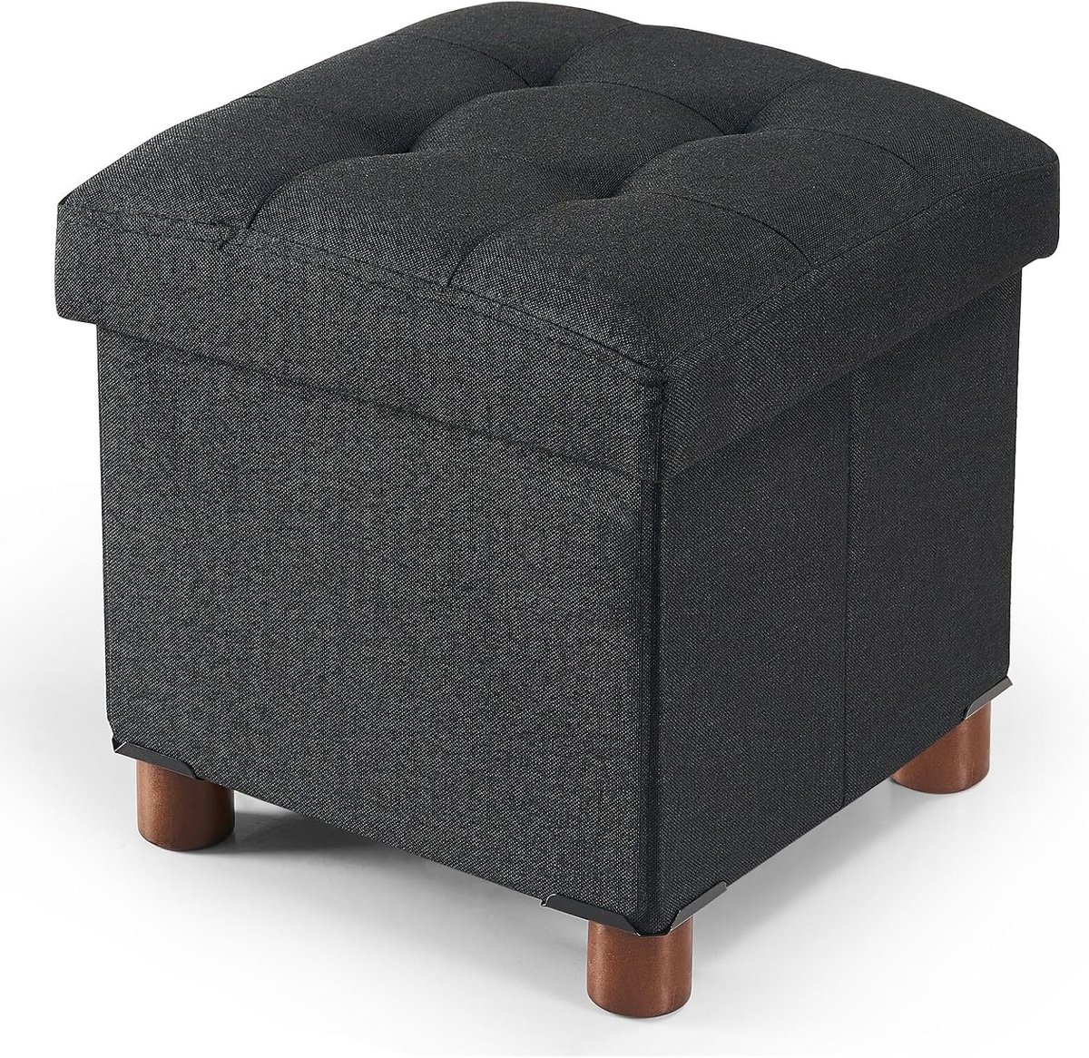 Opbergkruk - Voetenbank - Extra Zetel - Met Deksel - 32 cm - Zwart