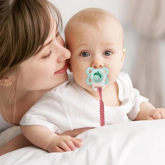 Fopspeenclips Baby - Speenkoord Houder - Baby Spullen Vasthouden - Veilig Katoen & Siliconen - 4 Stuks - Multicolor — afbeelding 4
