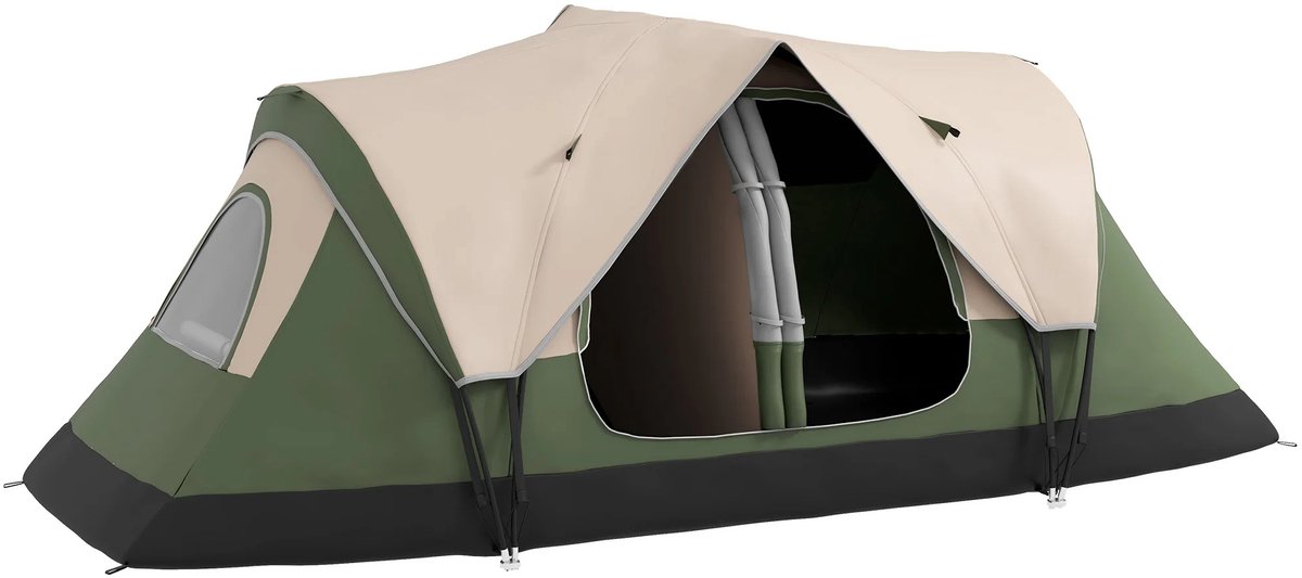 Roossentials tent - Familiecampingtent - Familie tent - Camping tent - 6 tot 8 personen - Voor camping - Olijfgroen - 2 kamer tent - Inlcusief draagtas