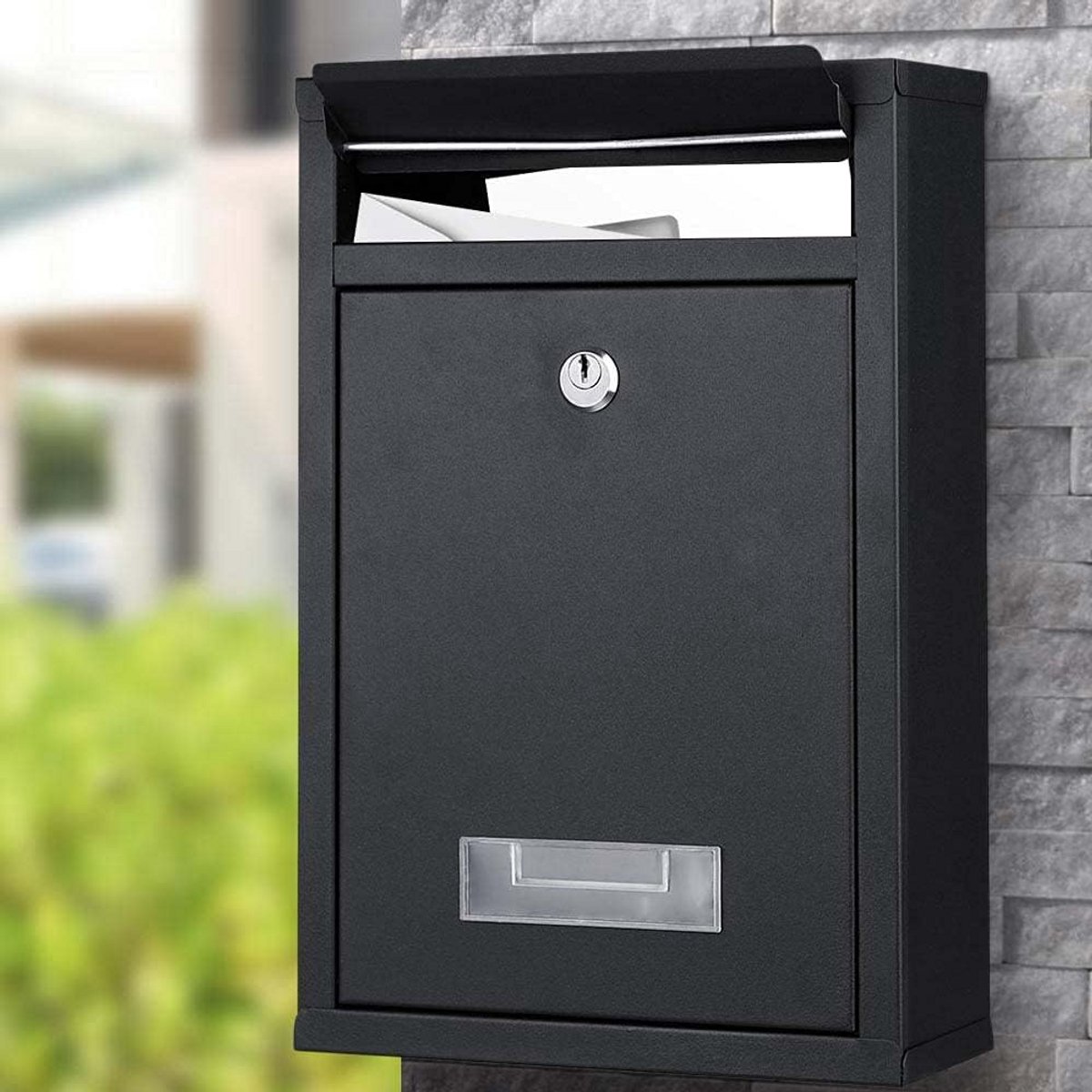 Brievenbus - Buitenpost - Post Ontvangen - Verzinkt staal - 32 x 22 x 9 cm - Zwart