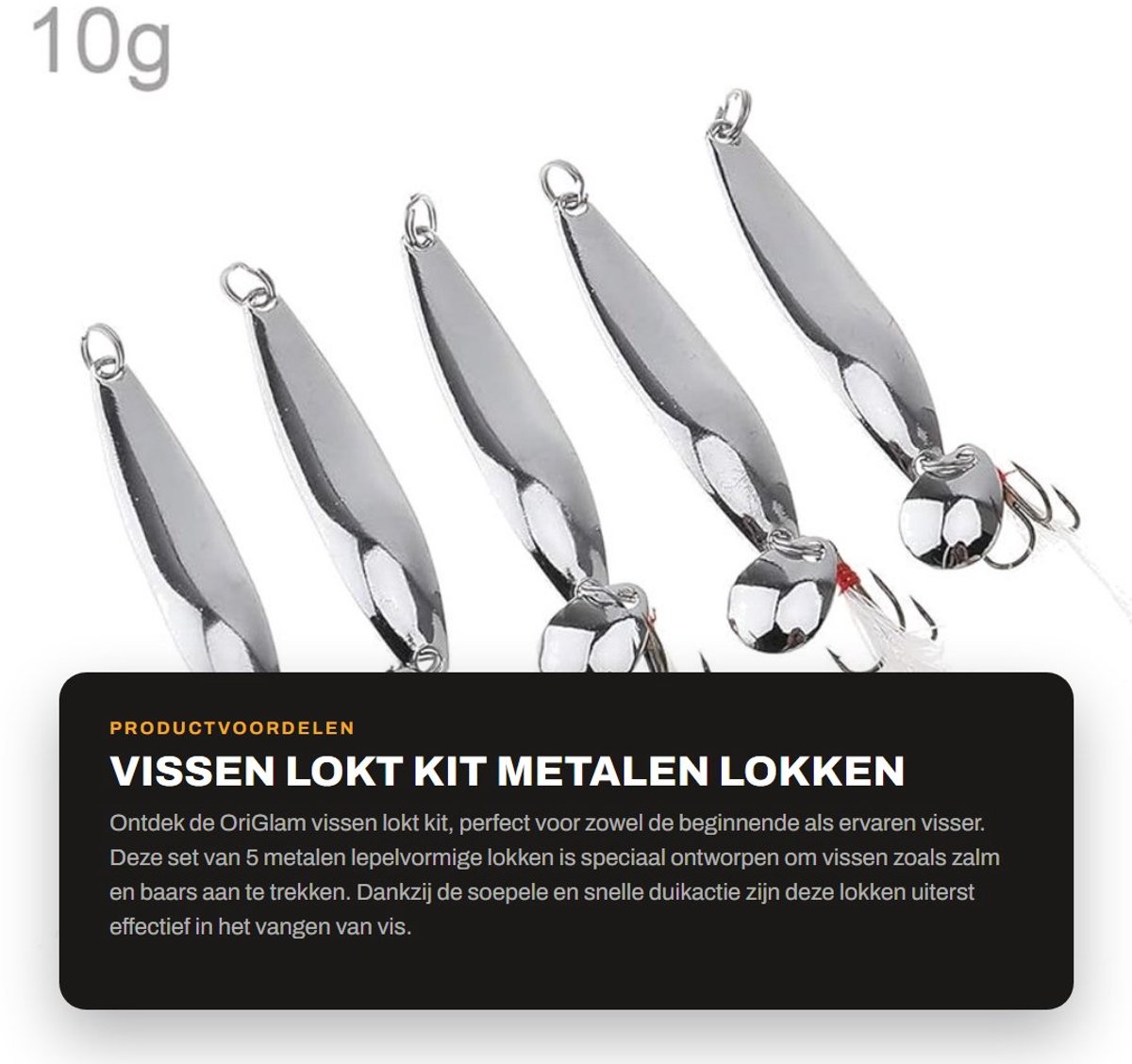 Dailygoods- Vissenlokken 5 Stuks - Metalen Aas - Dreggen Haken - Hoog Koolstofstaal - Duurzaam - Soepele Duikactie - Vislokken