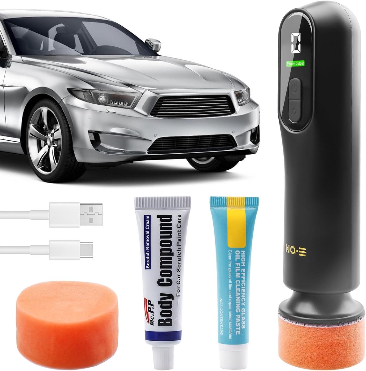 Draadloze polijstmachine - Auto polijstset - Lakonderhoud auto - 3 snelheden instelbaar - 2000 mAh accu - Zwart