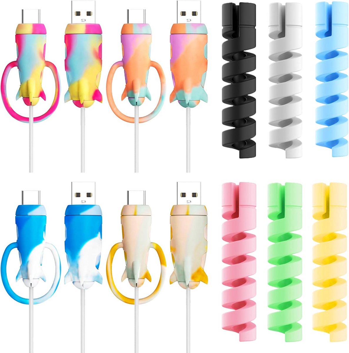 Kabel Beschermers - Draad Bescherming - Opladen en Data - Set van 14 stuks - Flexibel Silicone - Multicolor