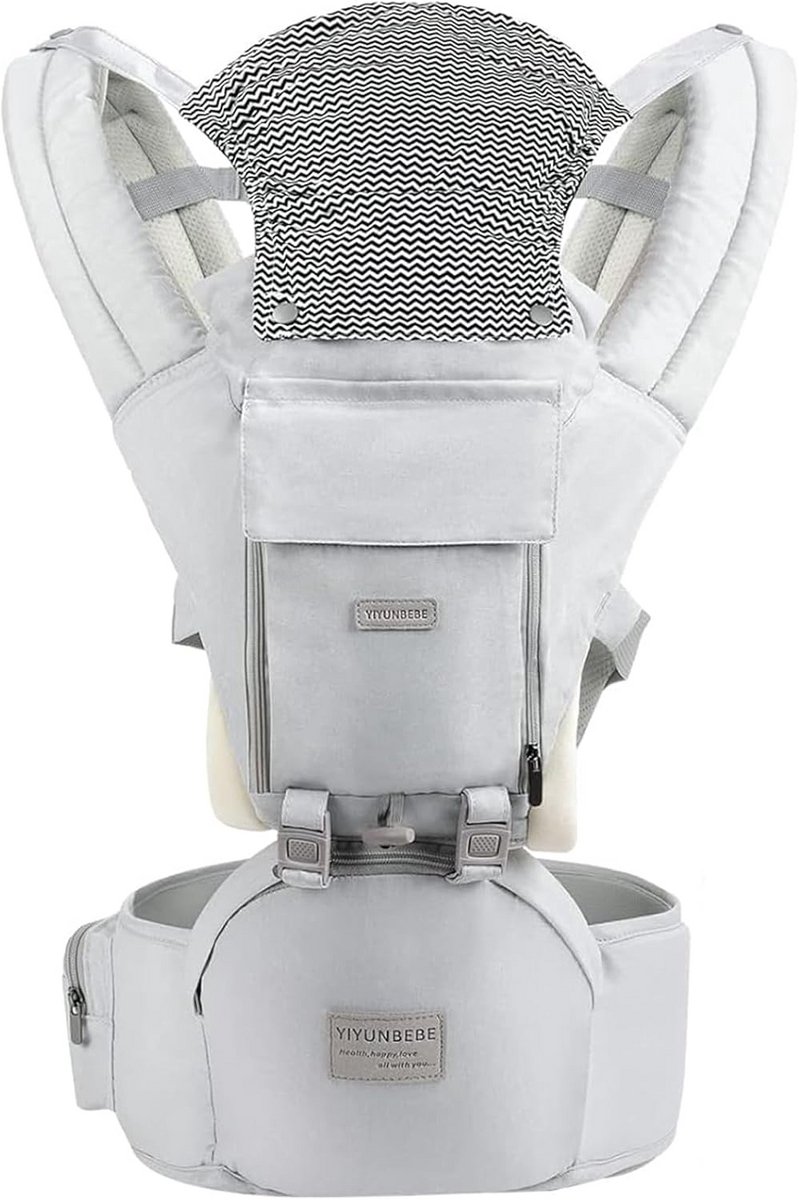 Draagzak baby - Heupzitje drager - Alle seizoenen - Ergonomisch ontwerp - Tot 20 kg - Lichtgrijs