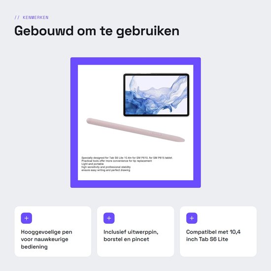 Dailygoods - Stylus Pen voor Tab S6 Lite met 5 Vervangpunten — afbeelding 2