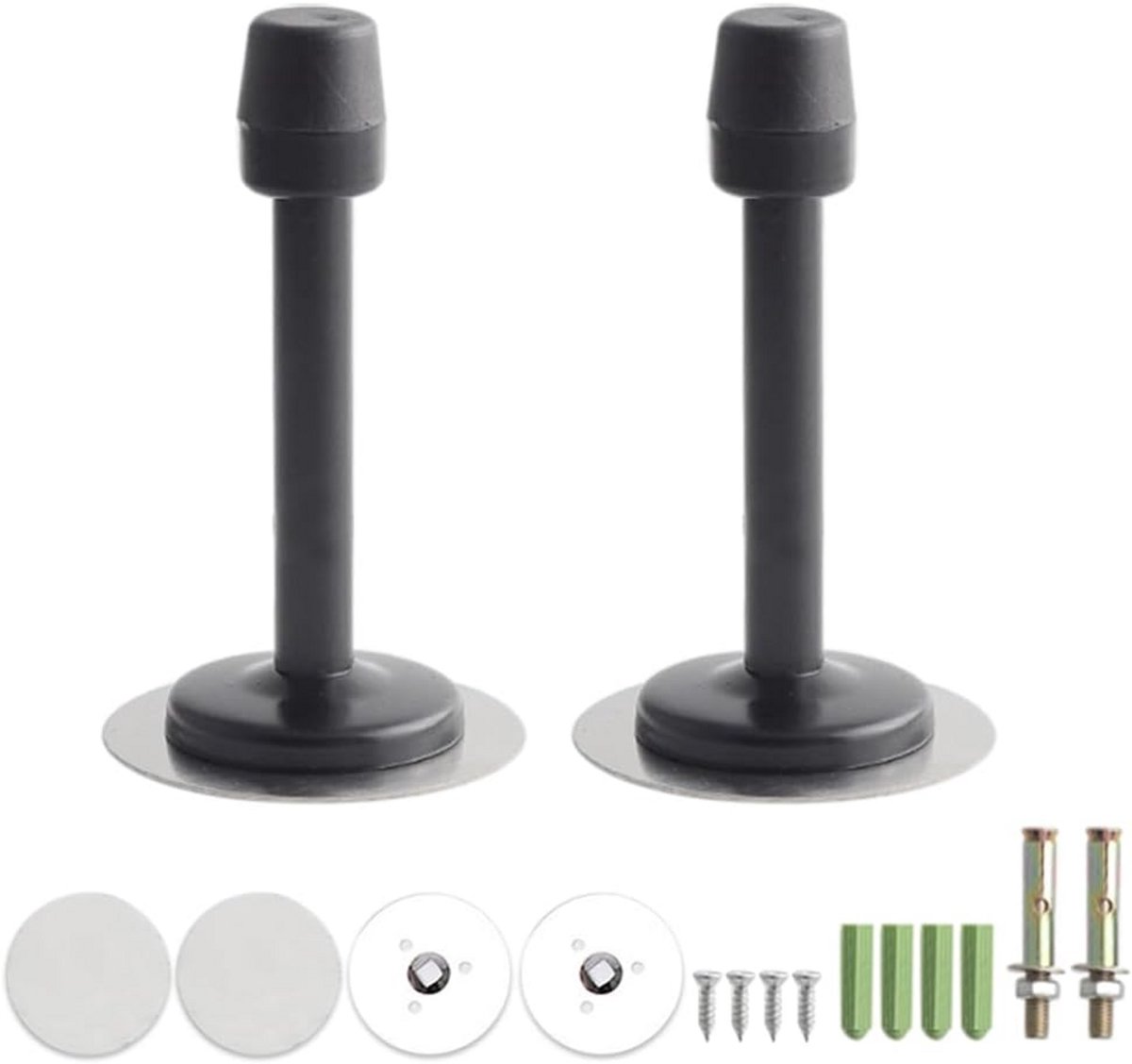 Deurstops - Muurhouders - Bescherming aanbrengen - Zwaar RVS ontwerp - 95mm - Zwart