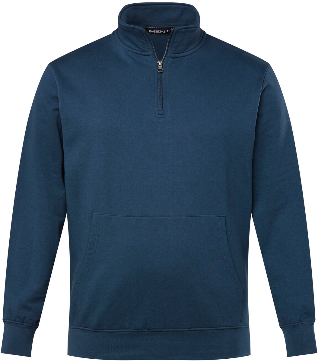 Men Plus - Heren - Sweat-troyer opstaande kraag rits - Diepzeeblauw - Maat 52+