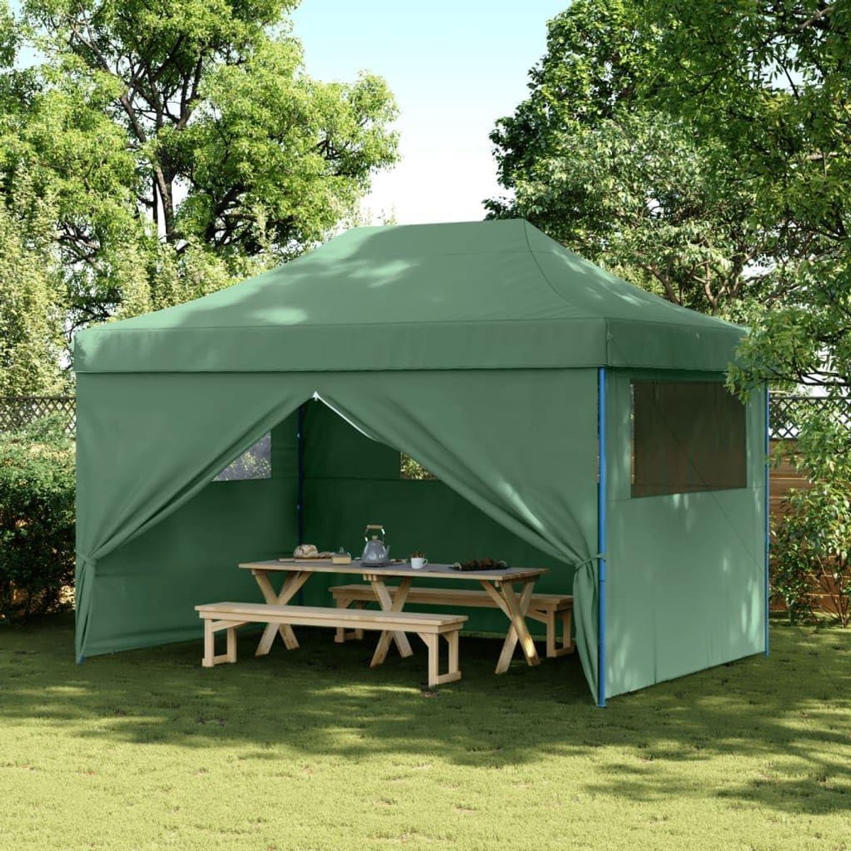 Opvouwbare Partytent - Pop-up Paviljoen - Outdoor Evenementen - Met Vensters - 410 x 279 cm - Groen