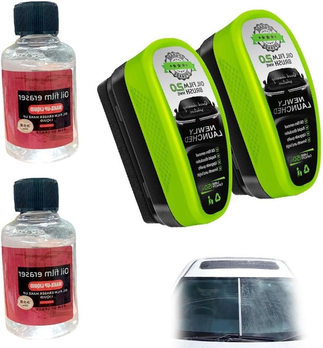 Reinigingsborstels Autoruiten - Oliefilm Verwijderaar - Glas Reinigen - Kristalhelder Zicht - Set van 2 - Niet gespecificeerd