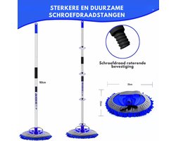 Aurixi® Autowasborstel Telescopisch - Wasborstel Met Telescopische steel – Telescoop Wasborstel Met Zachte Borstel Haren – Blauw - 30cm x 20cm x 158cm