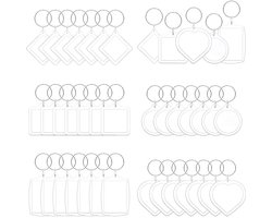 40 Stuks - Foto sleutelhanger - Lege Foto Lijst Sleutel Hangers - Doorzichtig Fotol Sleutel Hangers - Fotolijstje - Acryl Fotolijstsleutelhangers - Fotodisplays - Transparante Sleutelhangers voor Foto inleg - Gepersonaliseerde
