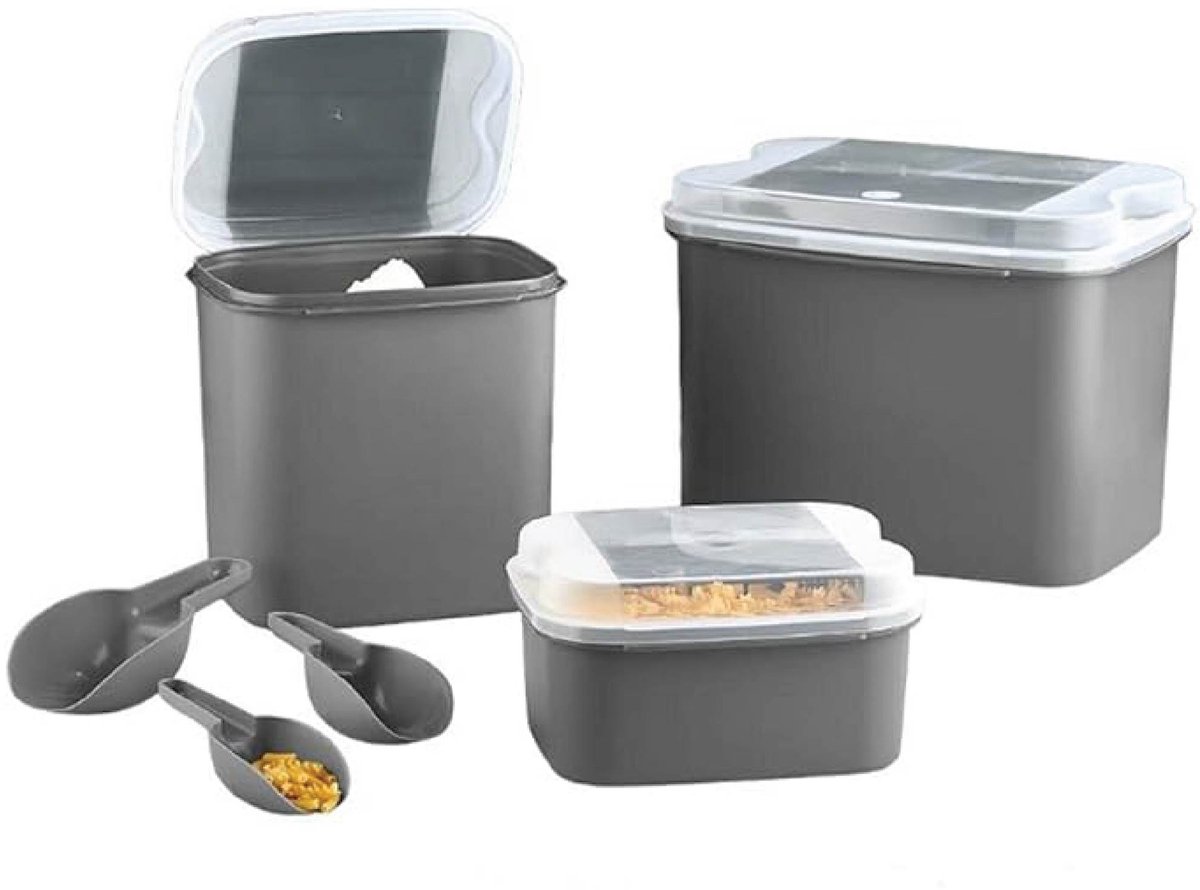 VIP Ahmet - Voorraaddozen Set Masal - 3 Stuks - 10 L + 4,5 L + 1,6 L - Grijs - BPA-vrij
