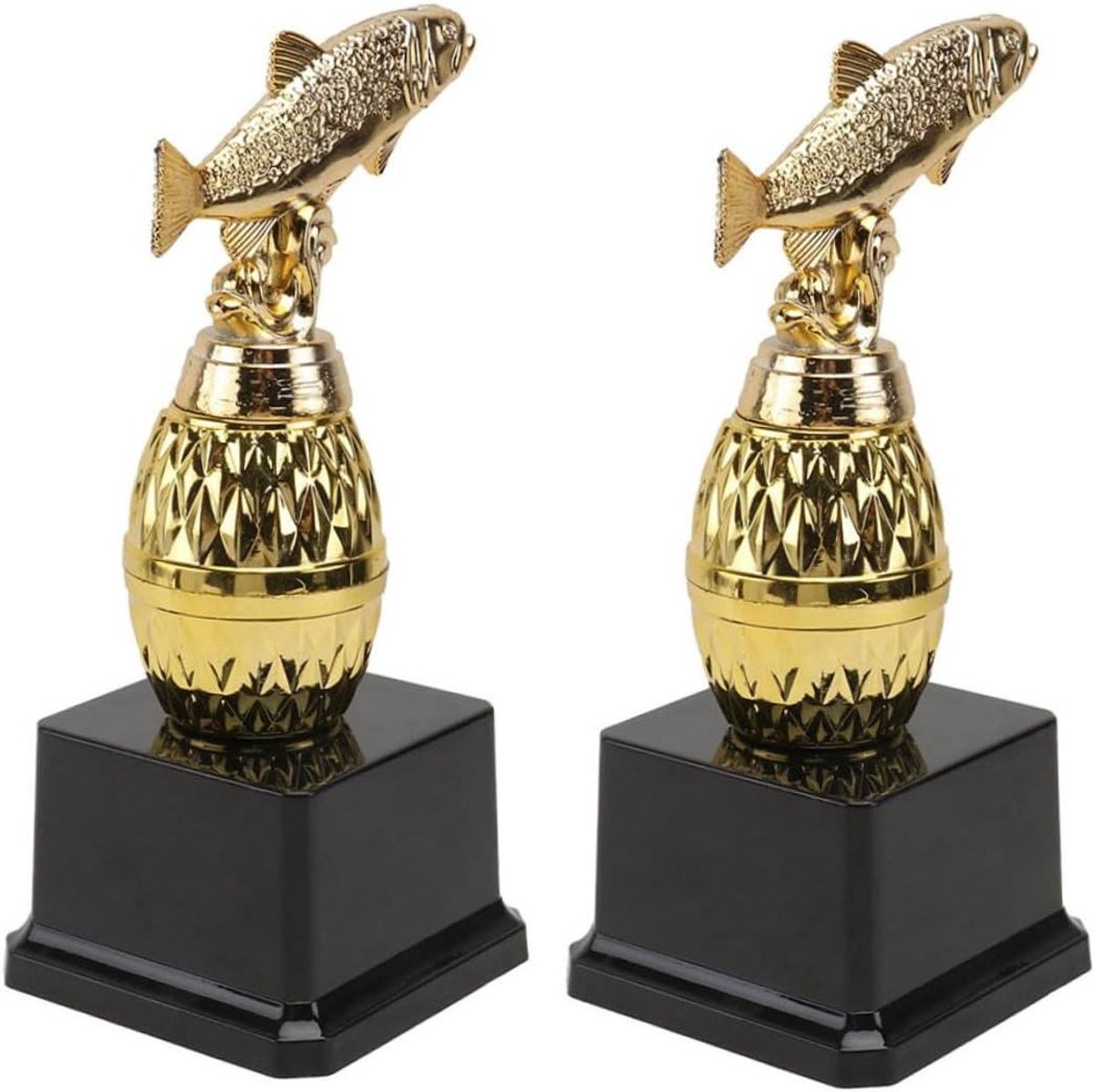 Mini Trofee - Beloningsbeker - Wedstrijden Prijzen - Vis Vorm - 19.5 cm - Gekleurd
