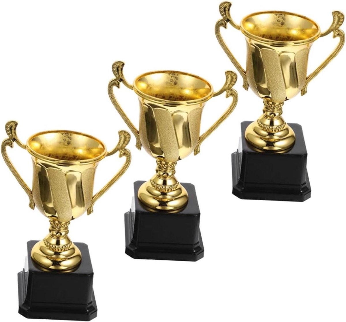 Wedstrijdtrofee - Winnaars beker - Prijzen uitreiken - Creatief gevormd - 3 stuks - Gekleurd