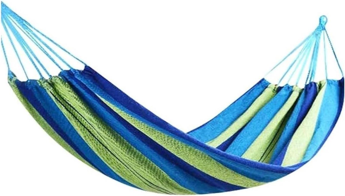 Hangmat Outdoor - Schommelbed Camping - Ontspannen Buiten - Stevig Canvas Materiaal - 80x190 cm - Blauw