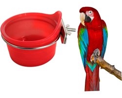 Papegaaienvoederbak Drinkbak - Vogelkooi Accessoire - Voeren Water Voedsel - Bevestiging Aan Kooi - 9.4 x 9.4 x 7 cm