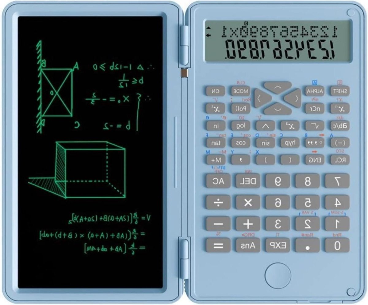 Rekenmachine met Notitieblok - Zakcalculator LCD - Leren en Werken - Stil en Uitwisbaar - 6 Inch Scherm - Hemelsblauw