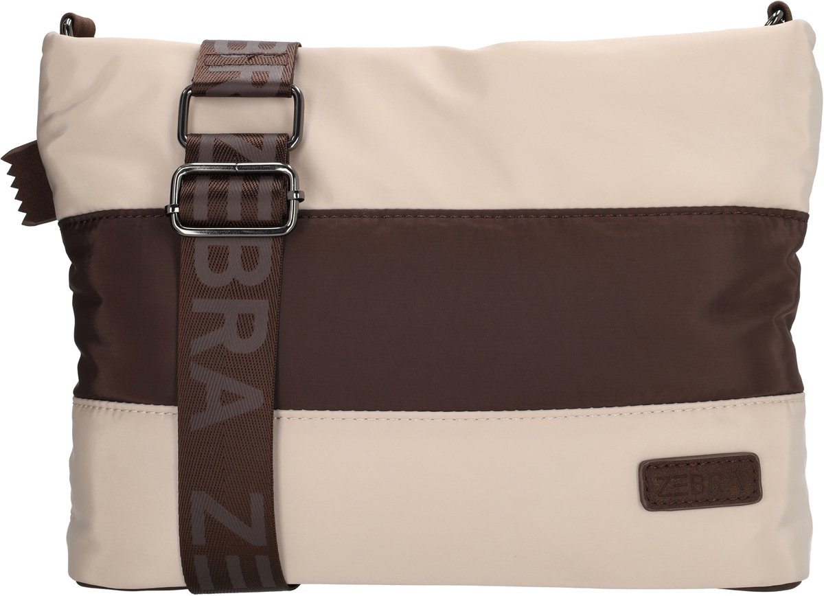 Zebra Trends Elske Crossbody Schoudertas - Trendy Puffer Dames Tas - streep bruin/beige
