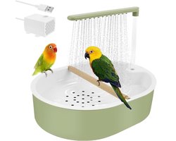 Vogel Douche - Badhuis Papegaai - Vogels Wassen - Automatische Watercirculatie - 31.9 x 26.1 x 9.1 cm - Groen