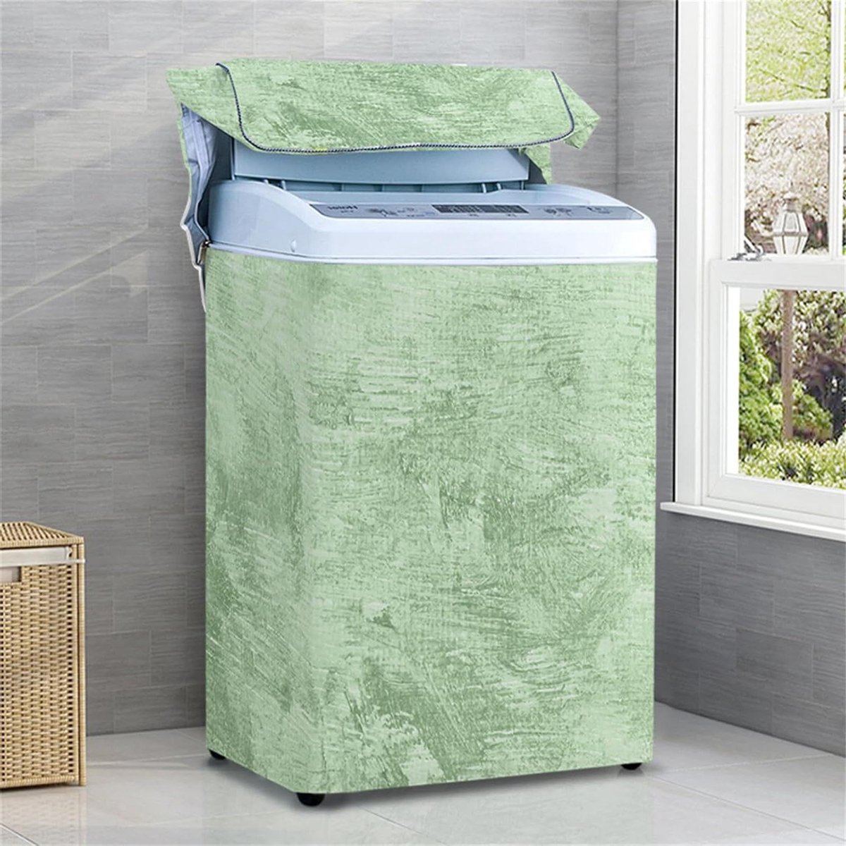 Wasmachinehoes Droger Protector Apparaat Beschermen Handige Rits XXL 9.5-10kg Olie op Canvas