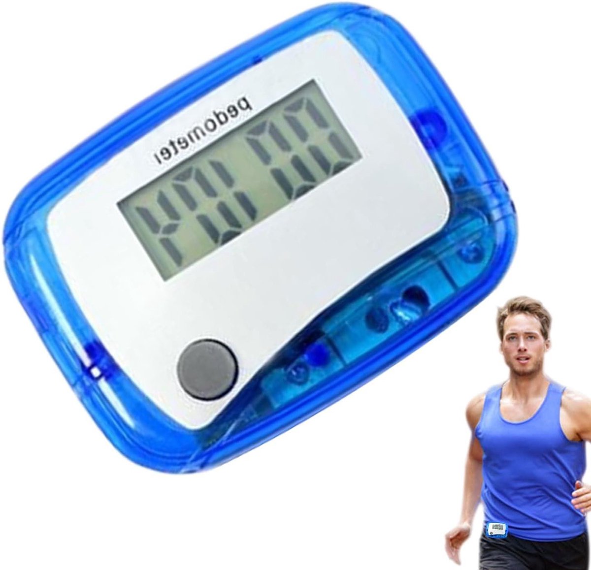 Stappenteller Digitaal - Activiteitentracker - Dagelijkse Beweging - Anti-drop Geheugen - 6 x 4 cm - Blauw