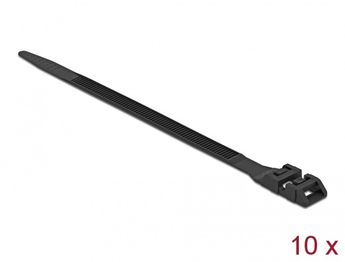 DeLOCK 18891 kabelbinder Releasable cable tie Nylon Zwart 10 stuk(s)