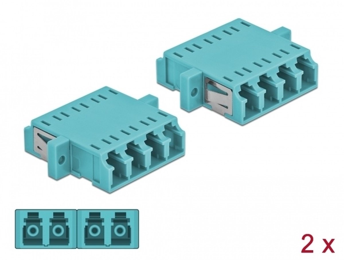 Optische vezelkoppeling LC Quad Vrouw naar LC Quad Vrouw Multi-Mode 2-stuks lichtblauw