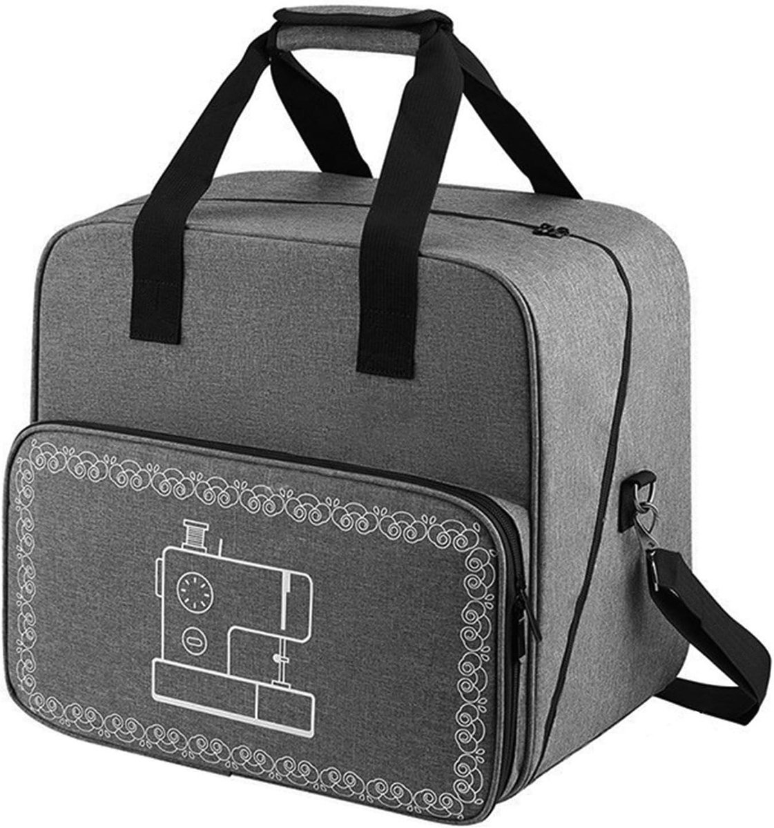 Naaimachine tas - Opbergdoos machine - Naaispullen opbergen - Grote capaciteit - 38 x 36 x 29 cm - Grijs