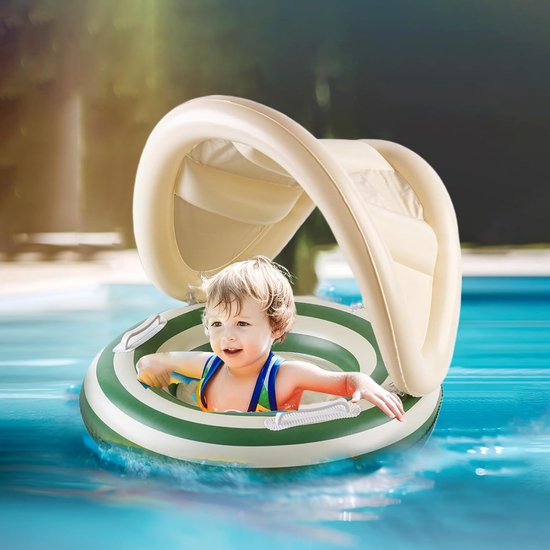 Baby Zwemband - Opblaasbare Stoel - Waterpret - Met Zonnekap - 57x49 cm - Groen — afbeelding 4