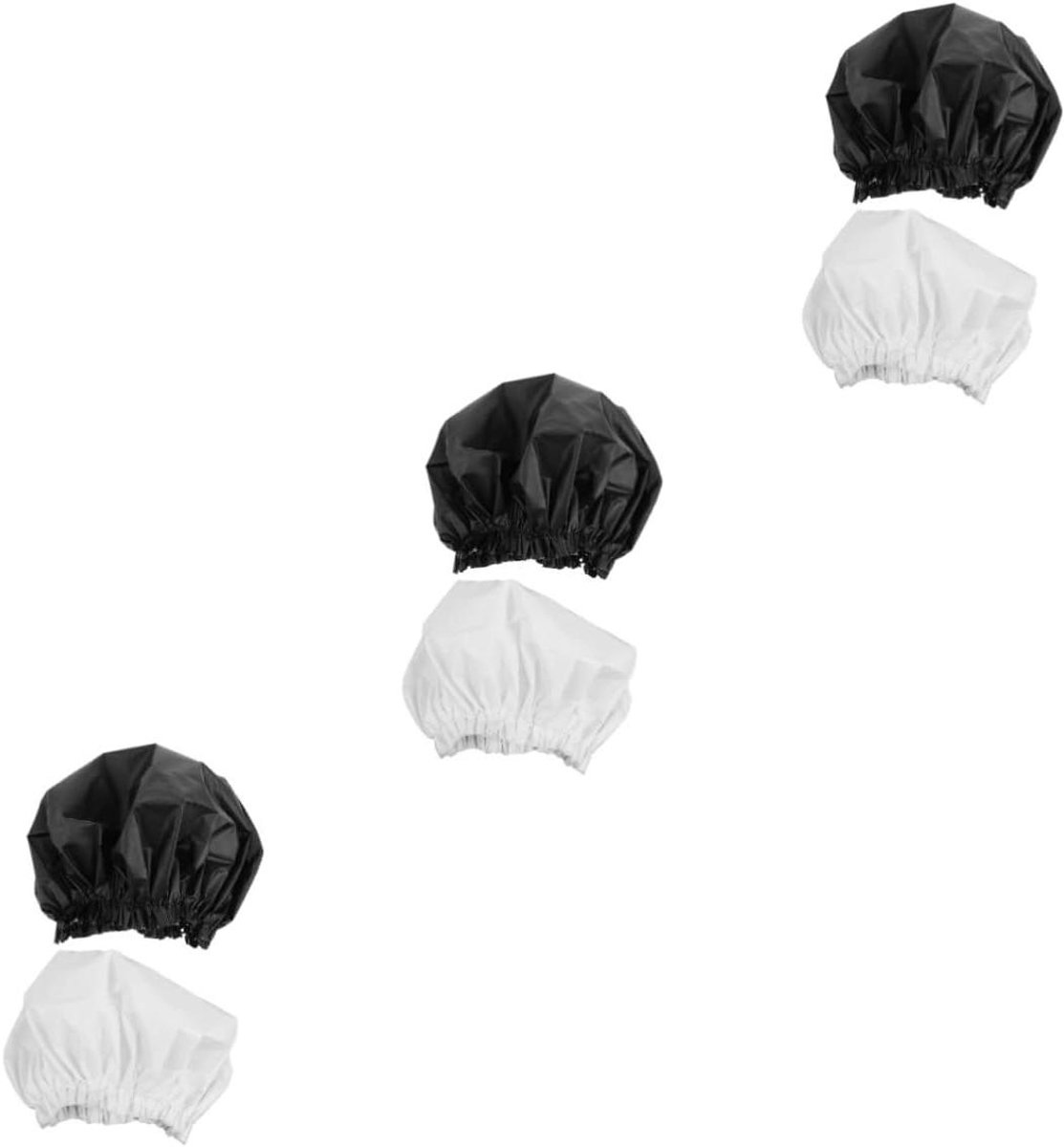 Douchemutsen Set - Haarnetjes Slaapmutsen - Bescherming Haar - Elastisch Ontwerp - 6 Stuks - Zwart Wit