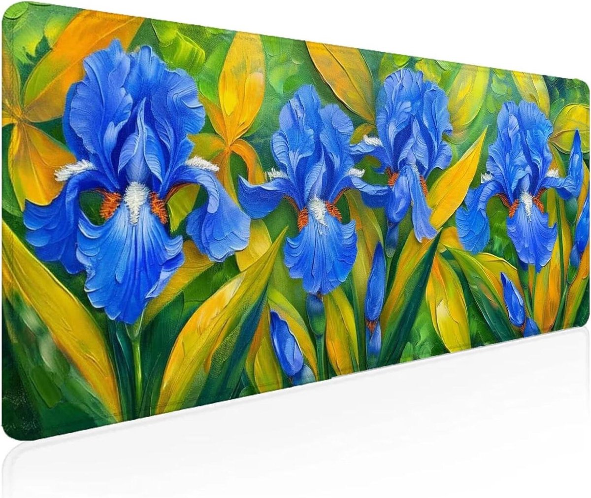 Grote Muismat - Bureaubladmat - Thuiswerken Kantoor - Waterdicht Antislip - 120x60 cm - Blauw Bloemen