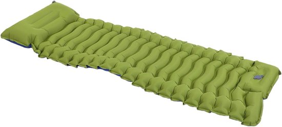 Kampeer slaapmat - Luchtbed mat - Buiten slapen - Ingebouwde voetpomp - 190x65x10cm - Groen — afbeelding 5