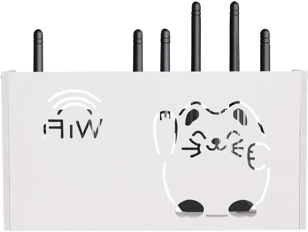 Router Opbergdoos - Modem Kastje - Snoeren Organiseren - Ventilatie Ontwerp - 38 x 20 x 8.5 cm - Wit
