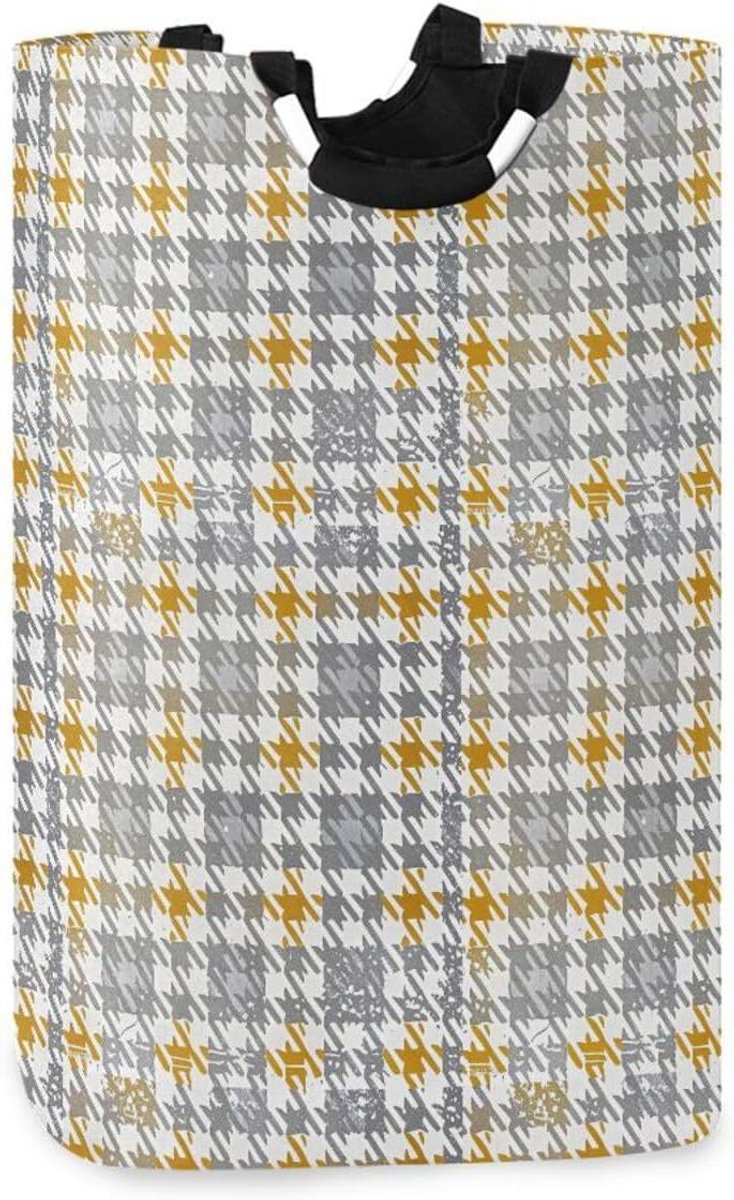 Opvouwbare wasmand - Opbergmand - Ruimte organiseren - Waterdichte stof - 32 x 57.7 x 27.9 cm - Pied-de-poule goud zilver