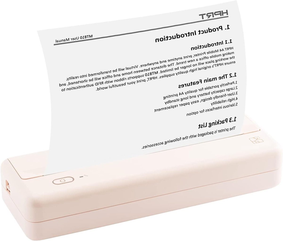 Draagbare Printer - Mobiele Printer - Onderweg Printen - Inkless Printen - A4 formaat - Roze