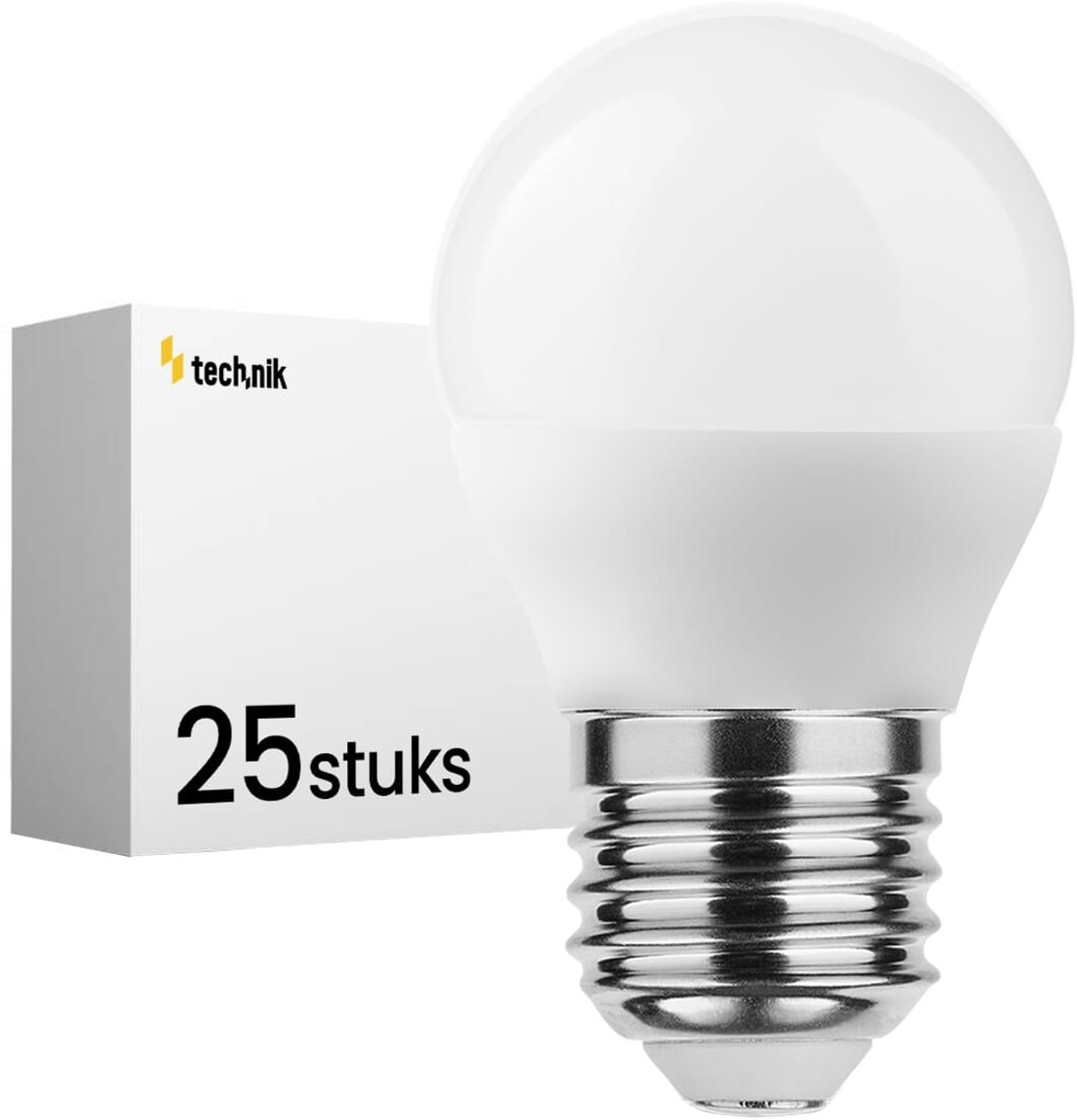 Technik E27 LED Lamp 4.9W - 470lm - 6000K - Daglicht Wit - LED Globe Mini P45 - Vervangt 40W Halogeen Gloeilamp - 25 stuks