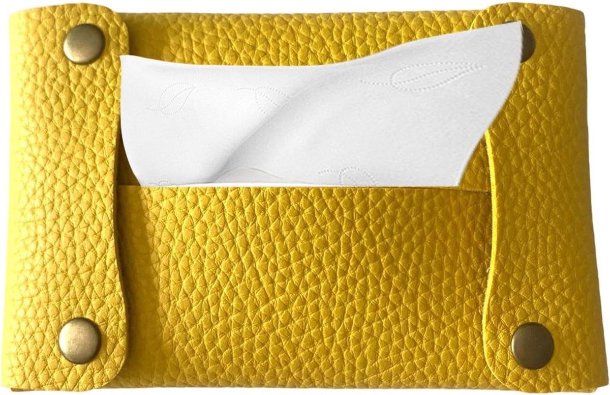 Zakdoek Houder - Reis Pouch - Hygiëne Onderweg - 4 Drukknopen - 14 x 8.5 cm - Geel