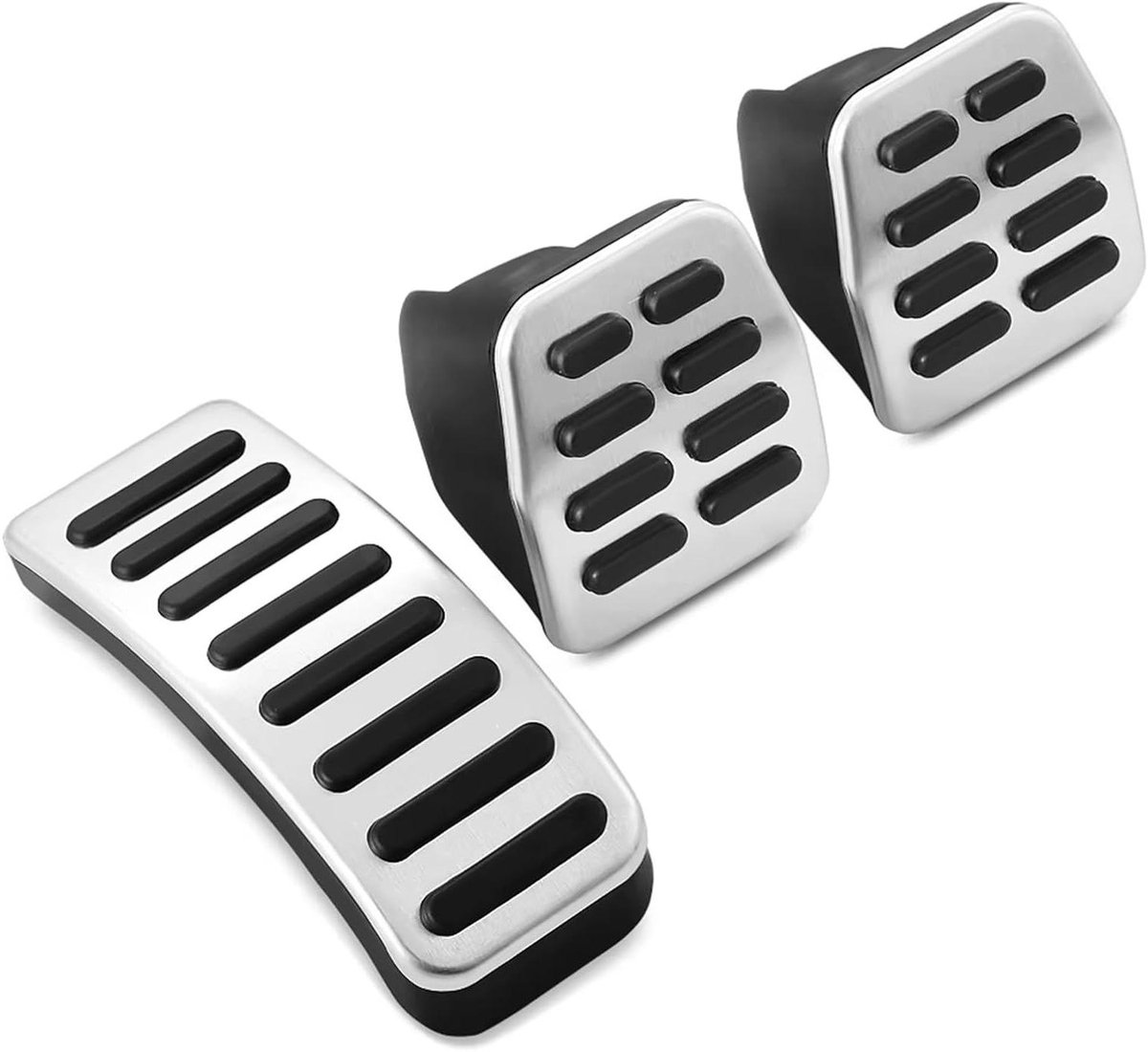 Pedaal Covers - Auto Pedaal - Veiliger Rijden - Verhoogde Wrijving - Set van 3 - Zilver Zwart