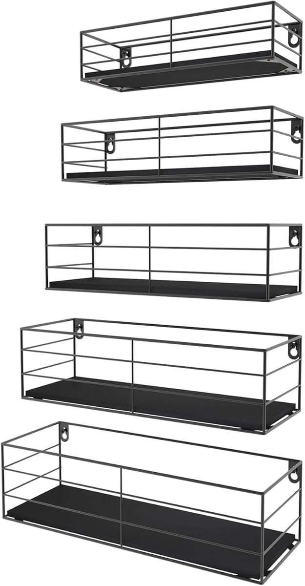 Zwevende wandplank set van 5 - 41 cm - zwart