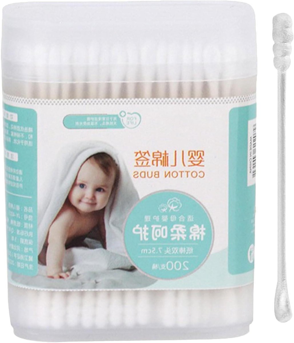 Dubbelzijdige Wattenstaafjes - Baby Oorstaafjes - Baby Verzorging - Spiraalvormige Reiniging - 200 Stuks - Wit