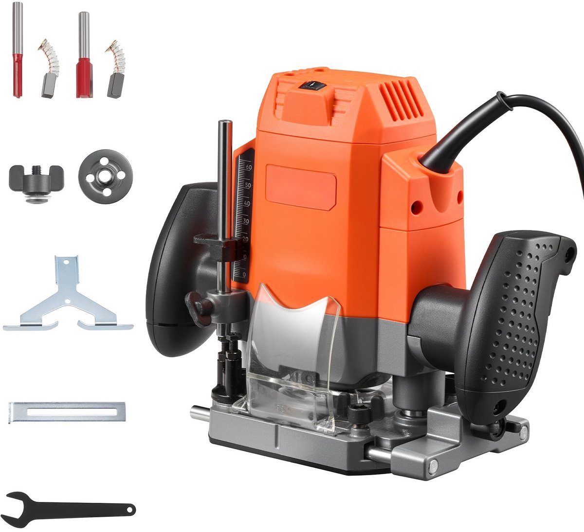 Bovenfreesmachine - Invalfrees Kantenfrees 1200W - Variabele Snelheid - Met Stofafzuiging - Met Parallelgeleider - Voor Houtbewerking - Met Snoer