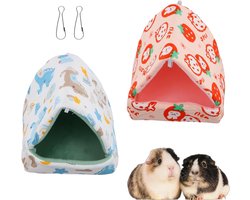 Zachte en Warme Dierenbedden voor Kleine Huisdieren, Fleece Voering, Wasbaar en Herbruikbaar, Perfect voor Knagen en Naps, Set van 2 voor Cavia's, Konijnen en Hamsters
