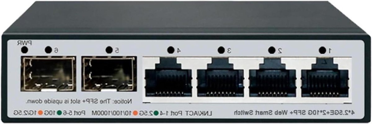 Netwerk Switch - Ethernet Hub - Snelle Dataoverdracht - 6 Poorten 10 Gbps - 60 Gbps Capaciteit - Zwart